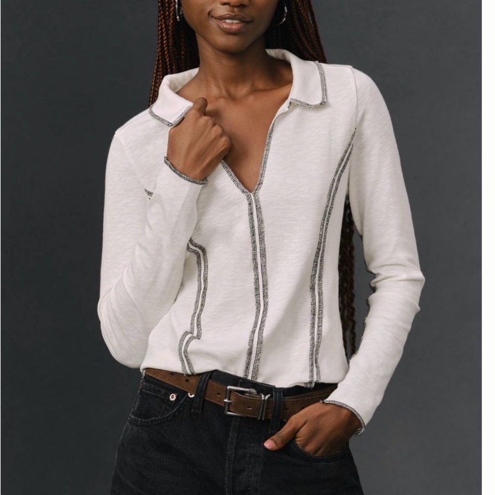 Anthropologie Pilcro stitched LS top NWT